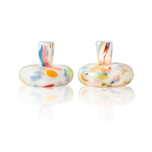 Hand-Blown Confetti Glass Candleholder