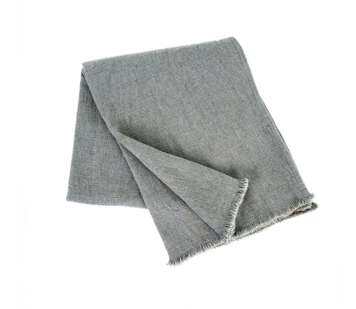 Selena Linen End of Bed Blanket, Duck Egg