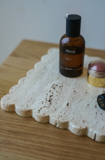 Travertine Rectangular Scallop Tray