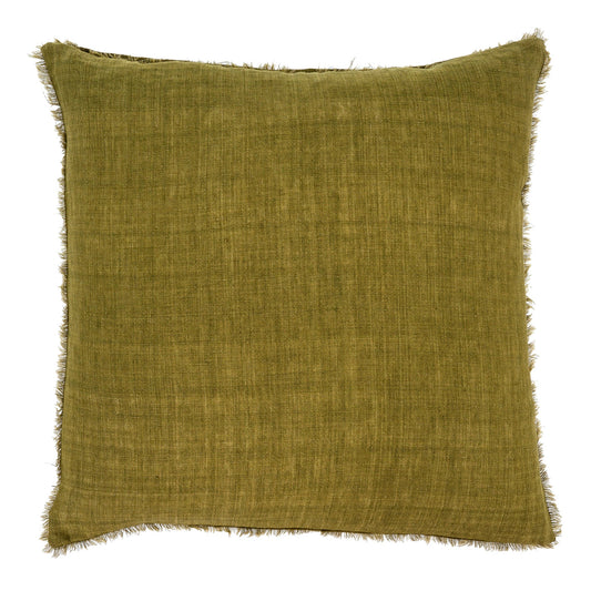 Lina Linen Pillow, Dark Moss