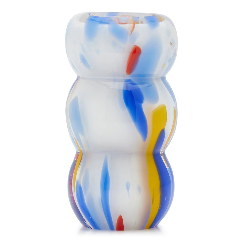 Hand-Blown Primary Confetti Glass Candleholder