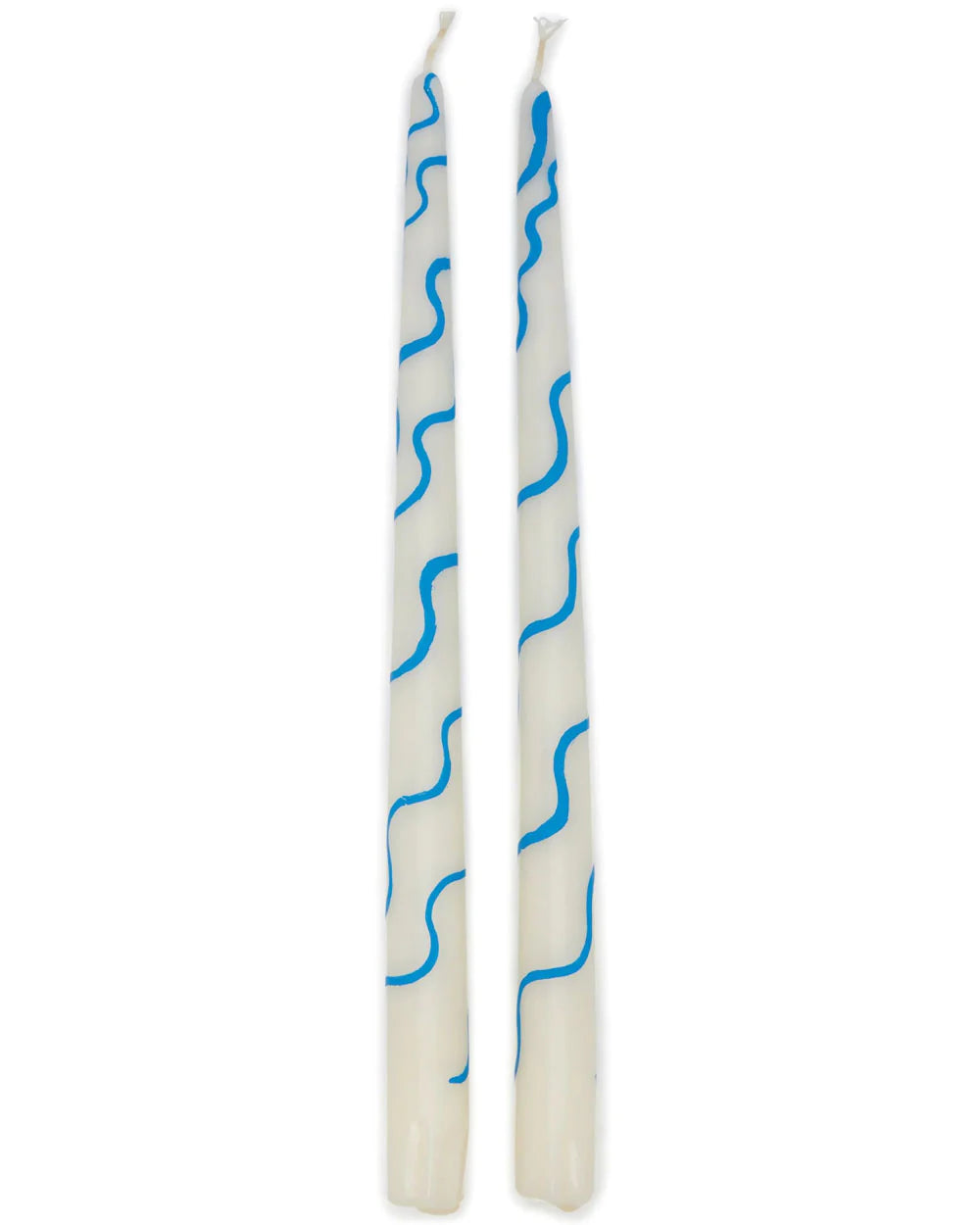 Primary Squiggle Hand-Painted Candles in Blue